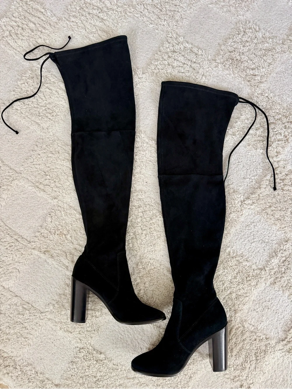 FRYE Black Over-the-Knee Thigh High Heeled Suede Boots